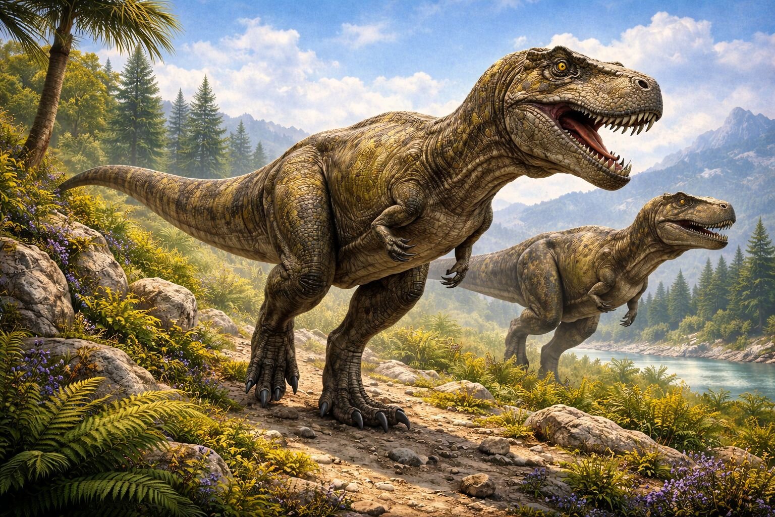 Impronte dei dinosauri trovati a Rocca di Cambio in Abruzzo | © Immagine generata da IA