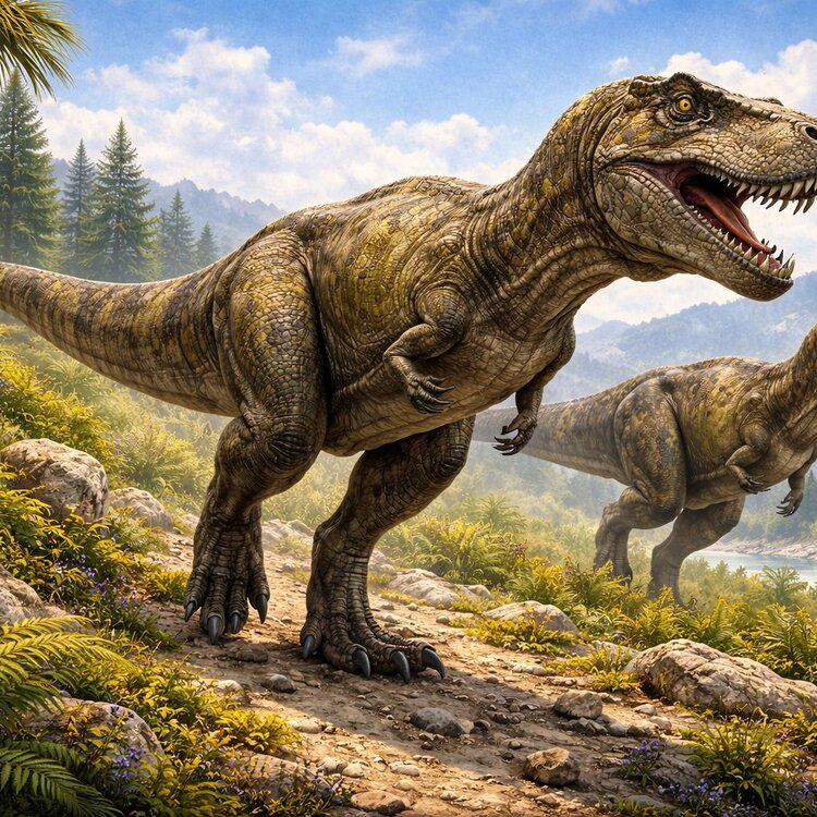 Impronte dei dinosauri trovati a Rocca di Cambio in Abruzzo | © Immagine generata da IA