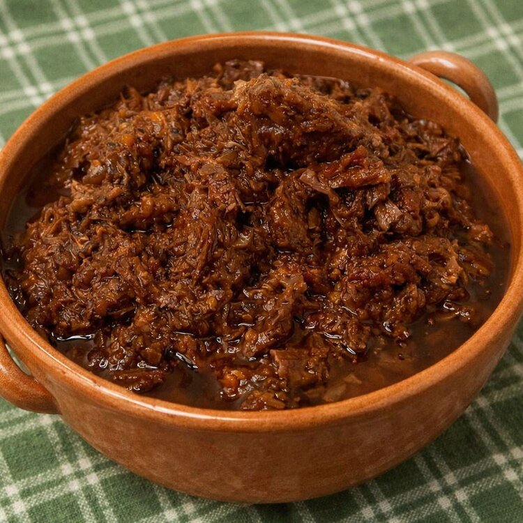 Uno dei più famosi piatti abruzzesi: pecora alla cottora | © Generato da IA